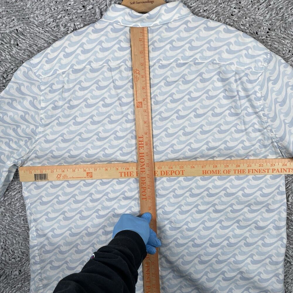 Faherty Playa Shirt Men's XL Blue Short Sleeve Waves Tropical Hawaiian Preppy - Picture 5 of 6